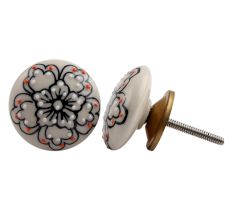 Handpainted Black Flower Knob