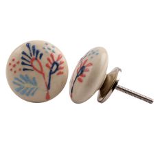 White Multicolor Ceramic Flower Knob