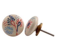 White Multicolor Ceramic Flower Knob