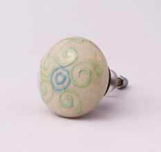 Cream Embossed Ceramic Knob