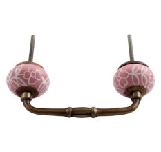 Pink Ceramic Bridge Dresser Handle