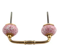 Pink Ceramic Bridge Dresser Handle