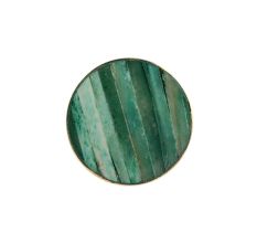Round Sea Green Metal and Bone Knob