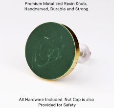 Round Sea Green Metal and Resin Knob