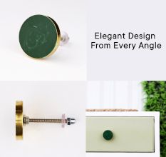 Round Sea Green Metal and Resin Knob