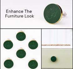 Round Sea Green Metal and Resin Knob