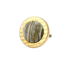 Round Light Sea Green Metal and Bone Knob