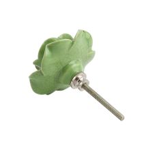 Pea Green Crackle Rose Ceramic Dresser Knob