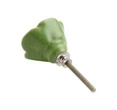 Pea Green Crackle Rose Medium Ceramic Drawer Knob