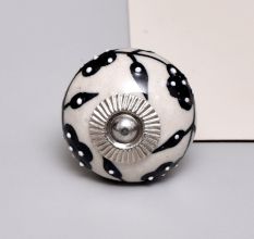 Black Leaf Tiny Flower Ceramic Knob