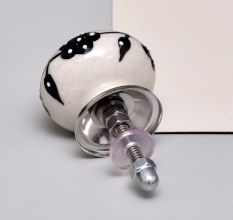 Black Leaf Tiny Flower Ceramic Knob