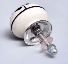 Cream Black Leaf Ceramic Knob