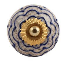 Navy Blue Crackle Ceramic Cupboard Knob