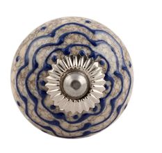 Navy Blue Crackle Ceramic Cupboard Knob