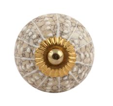 White Intricate Design Embossed Ceramic Crackle Knob