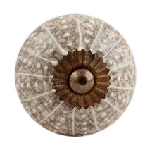 White Intricate Design Embossed Ceramic Crackle Knob