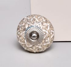 Cream Embossed Detailed Design Ceramic Cabinet Knob