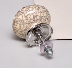 Cream Embossed Detailed Design Ceramic Cabinet Knob