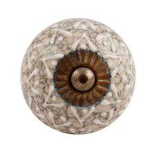 White Embossed Ceramic Crackle Cabinet Knob