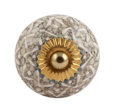 White Embossed Ceramic Crackle Cabinet Knob