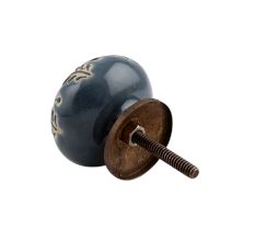 Grey Leaf Embossed Ceramic Knob