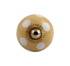 Beige Polka Dot Small Ceramic Drawer Knob