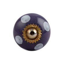 Purple Polka Dot Small Ceramic Cabinet Knob