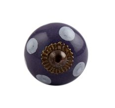 Purple Polka Dot Small Ceramic Cabinet Knob