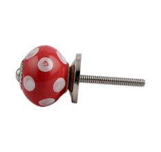 Red Polka Dot Small Ceramic Cabinet Knob