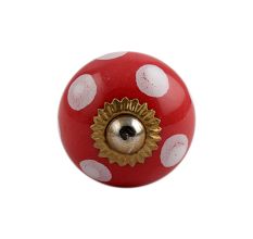 Red Polka Dot Small Ceramic Cabinet Knob
