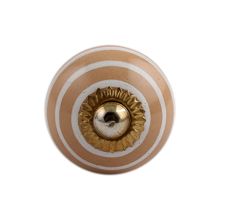 Light Peach Striped Small Ceramic Drawer Knob