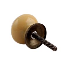 Mustard Striped Small Ceramic Dresser Knob