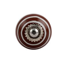 Brown Striped Small Ceramic Knob