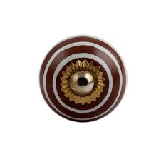 Brown Striped Small Ceramic Knob