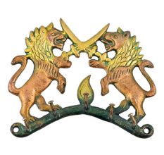 Bronze Two Lion and Sword Look Hooks