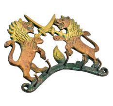 Bronze Two Lion and Sword Look Hooks
