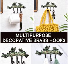 Two Bronze Patina Green Frogs Hooks