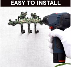 Two Bronze Patina Green Frogs Hooks