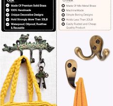 Two Bronze Patina Green Frogs Hooks