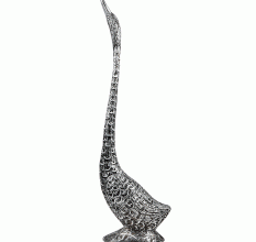 Silver Duck Sculpture with Slender Neck