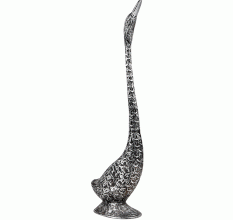 Silver Duck Sculpture with Slender Neck