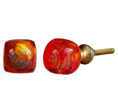 Striped Red Glass Knob