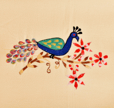 Cream Bed Linen With Peacock Design