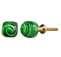Striped Green Glass Knob