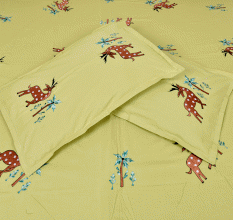 Deer Light Green Cotton Bedsheet