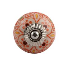 Orange Ceramic Floral Knob