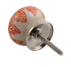 Orange Ceramic Floral Knob