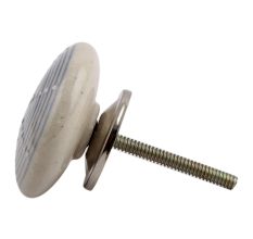 Slate Blue Stripe Flat Ceramic Drawer Knob