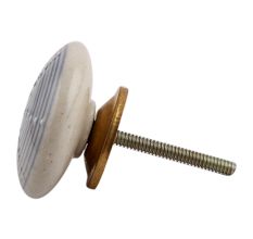 Slate Blue Stripe Flat Ceramic Drawer Knob