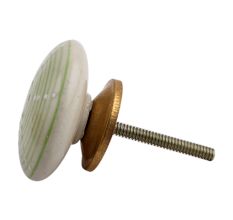 Pea Green Flat Ceramic Cupboard Knob